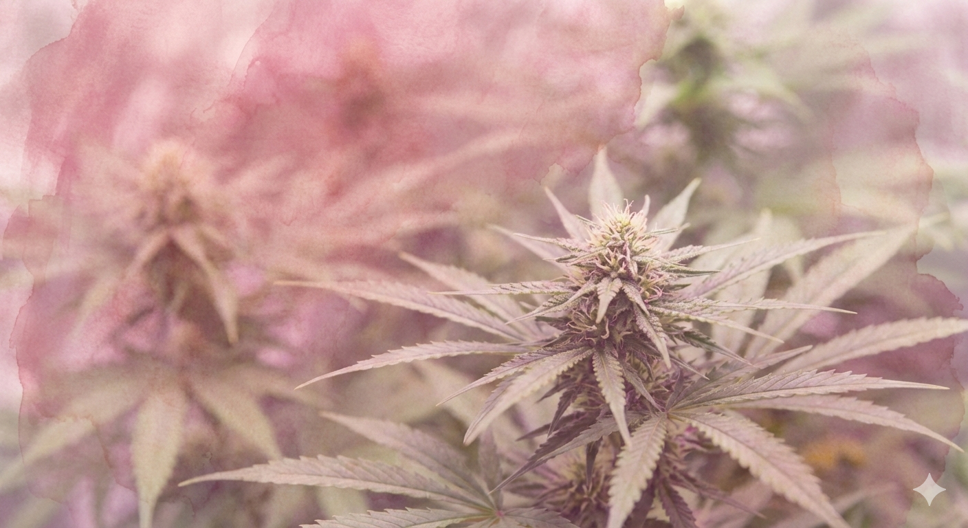 Close-up of cannabis plants with a soft, blurred background